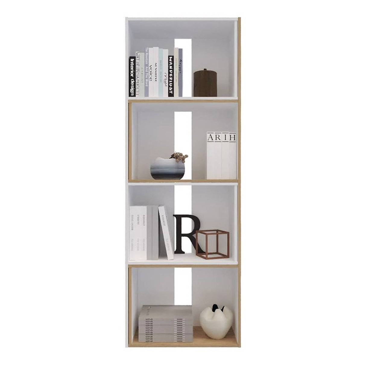 Biblioteca Rovere y Niebla 63x180.6cm Rectangular con Siete Compartimientos - Bibliotecas | Bylmo