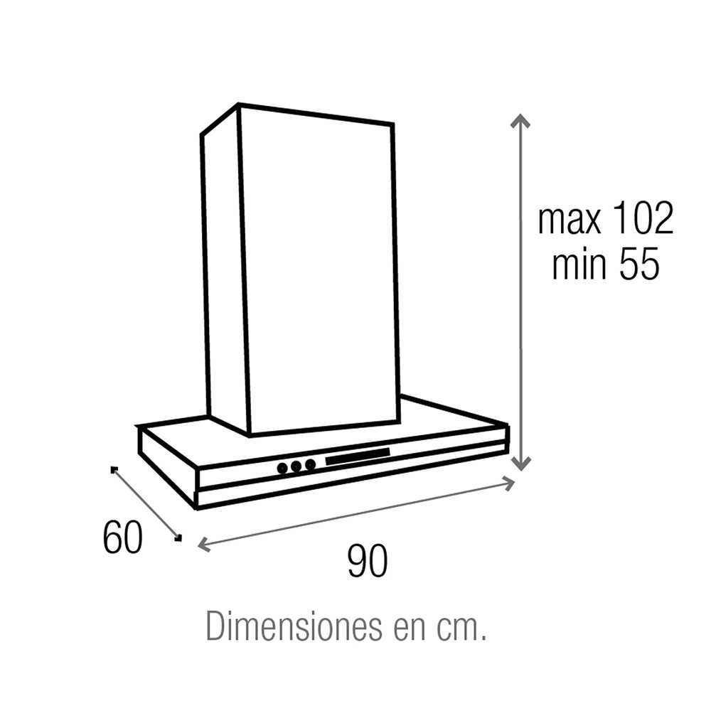 Campana Clasic 90 cm Acero Tipo Isla - Electrodomesticos | Bylmo