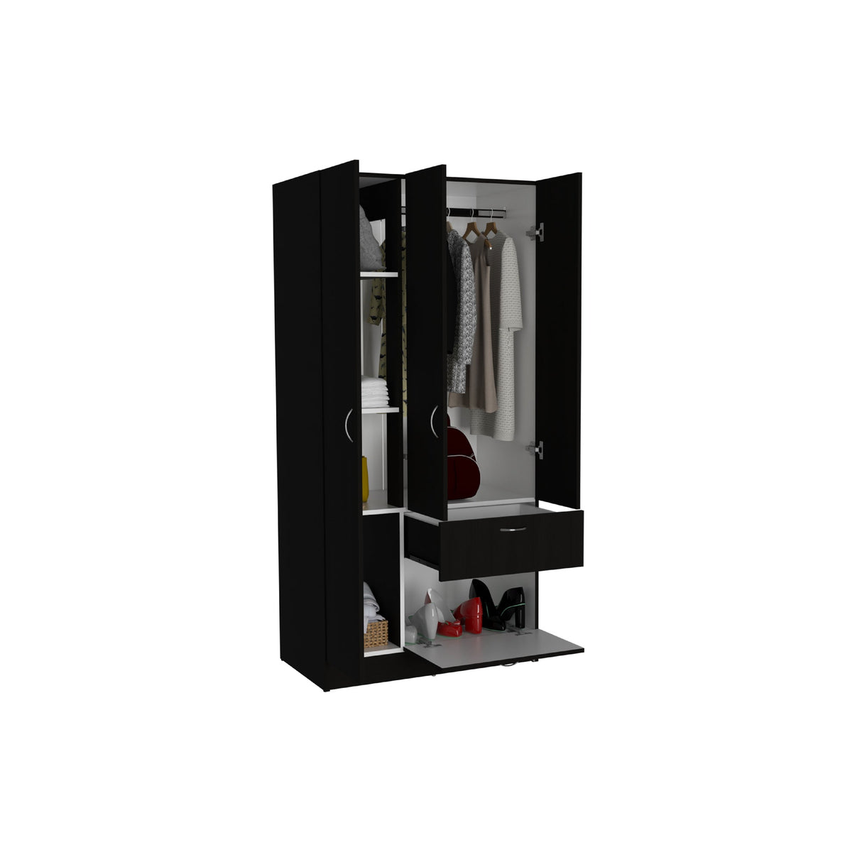 Closet Vegas Wengue 82x171cm con 1 Cajones con 4 Entrepaños - Closets | Bylmo