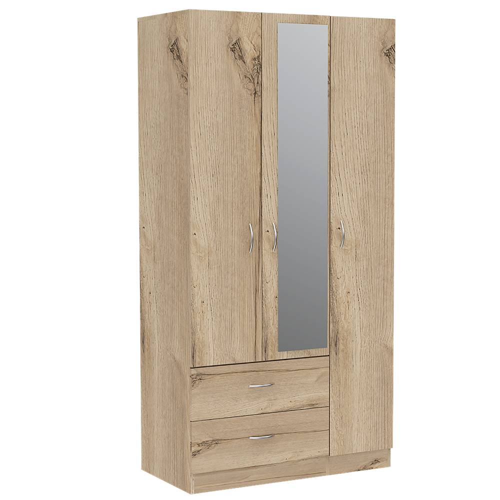 Closet Oporto Duna y Blanco 90 cm con Espejo y Dos Cajones - Closets | Bylmo