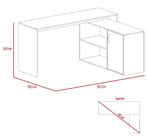 Escritorio en L Bilbao Miel 151.5x116.5cm sin Cajones y con Organizador de Libros - Escritorios y Archivadores | Bylmo