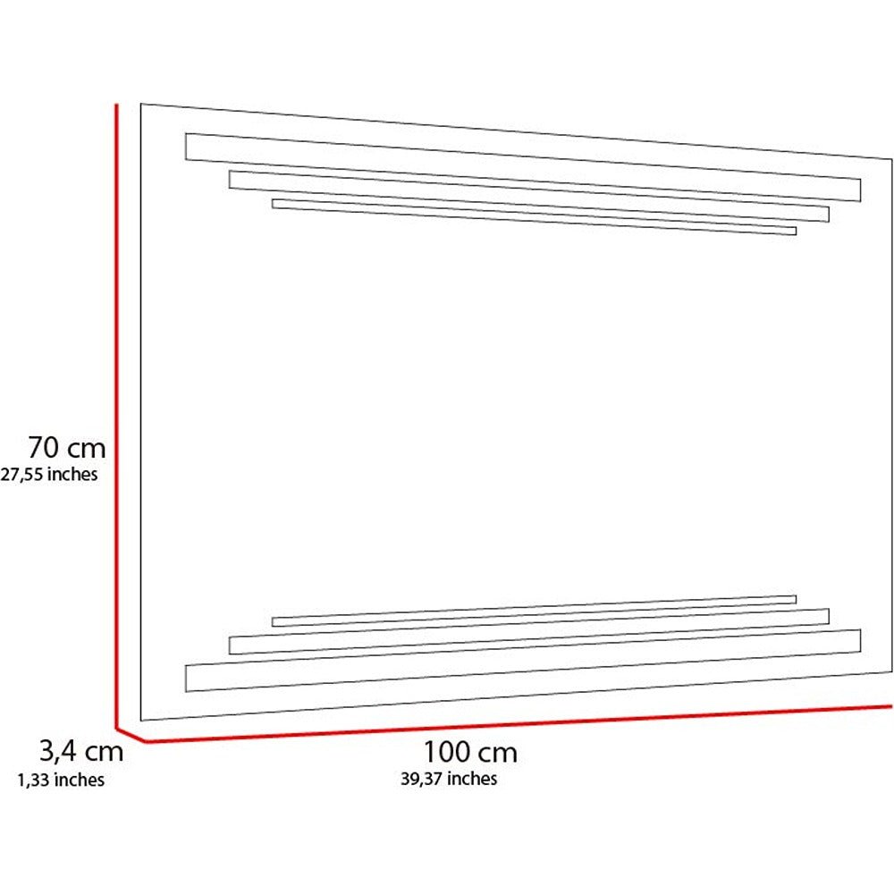 Espejo de Baño Baru Plateado 100x70cm Rectangular y con Iluminiación Led - Espejos de Baño | Bylmo