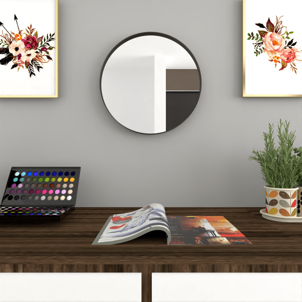 Espejo de Pared Bela Plateado 38x38cm Redondo con Marco Metalico - Espejos Decorativos | Bylmo