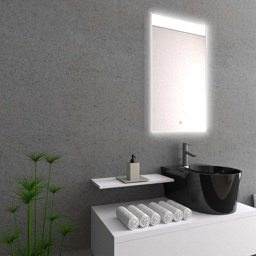 Espejo de Baño Garda Plateado 52x90cm Rectangular y con Iluminiación Led Touch - Espejos Decorativos | Bylmo