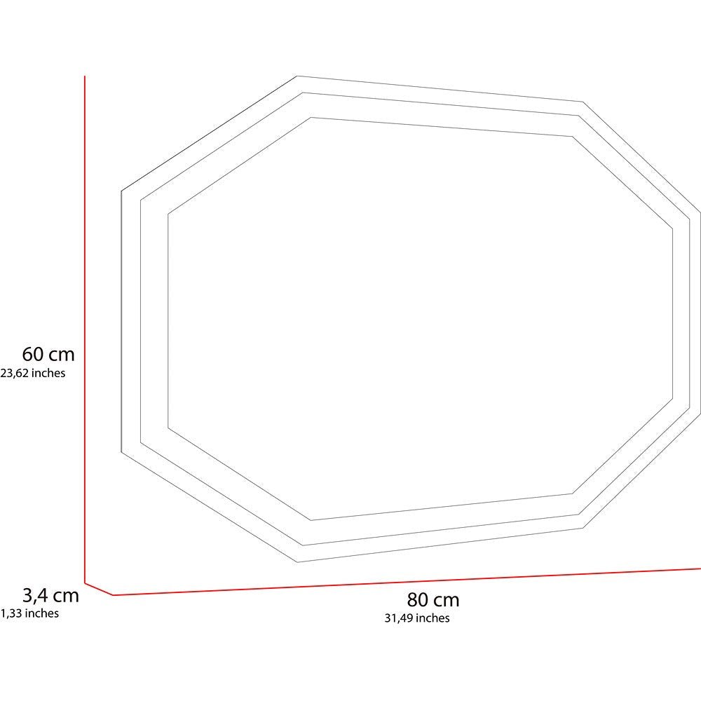 Espejo de Baño Led Mizu Plateado 80x60cm Hexagono con Sandblasting - Espejos de Baño | Bylmo