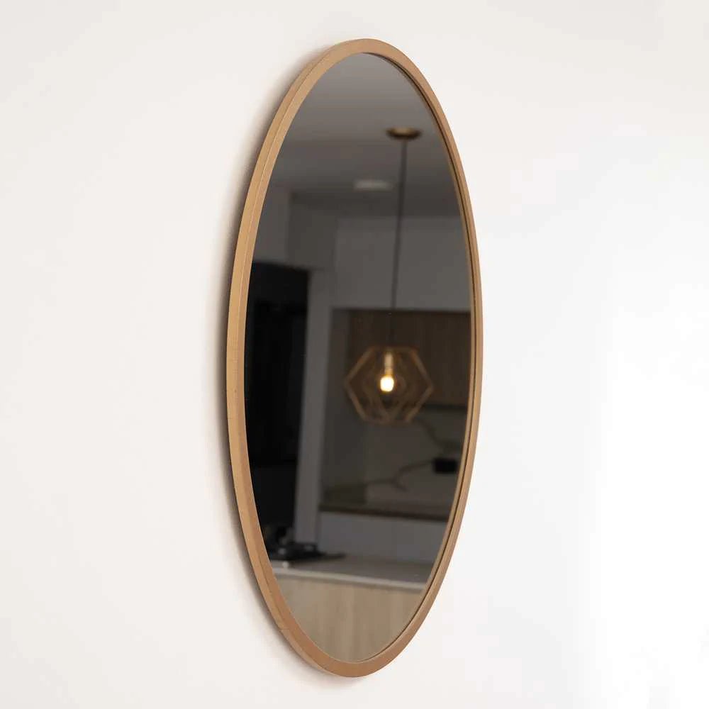 Espejo de Pared Dorado 40x40cm Redondo con Marco En Madera - Espejos Decorativos | Bylmo