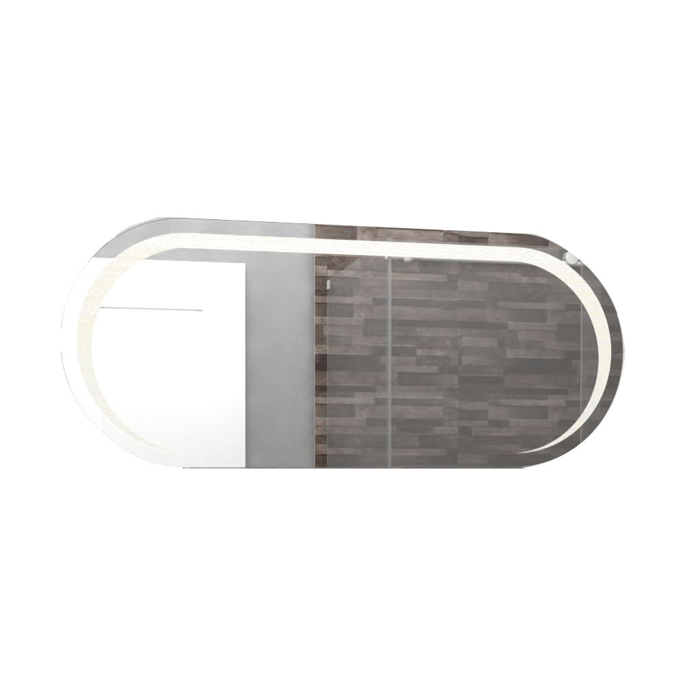 Espejo de Baño Led Veron Plateado 120x50cm Ovalado con Sandblasting - Espejos de Baño | Bylmo