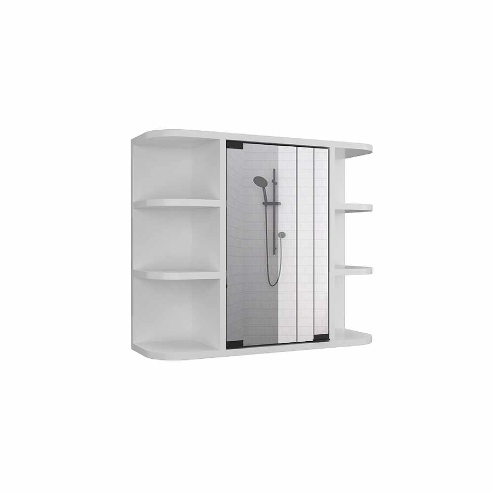 Gabinete de Baño Naviera Blanco 60x50cm Cuadrado con Espejo y con Cuatro Entrepaños - Gabinetes de Baño | Bylmo