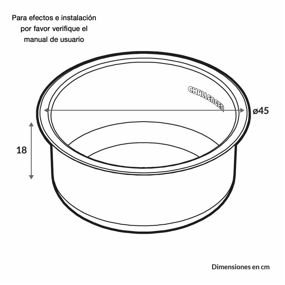 Poceta Sencilla de Empotrar Acero 45x18cm Redonda Satinado - Muebles Inferiores | Bylmo