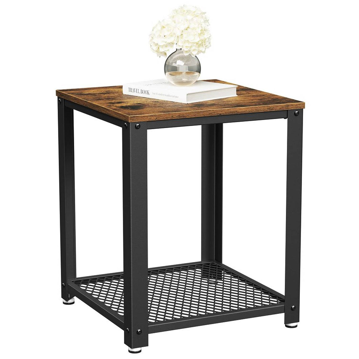Mesa Auxiliar Jimmy Café Rústico y Negro 45 cm Minimalista - Mesas Auxiliares | Bylmo