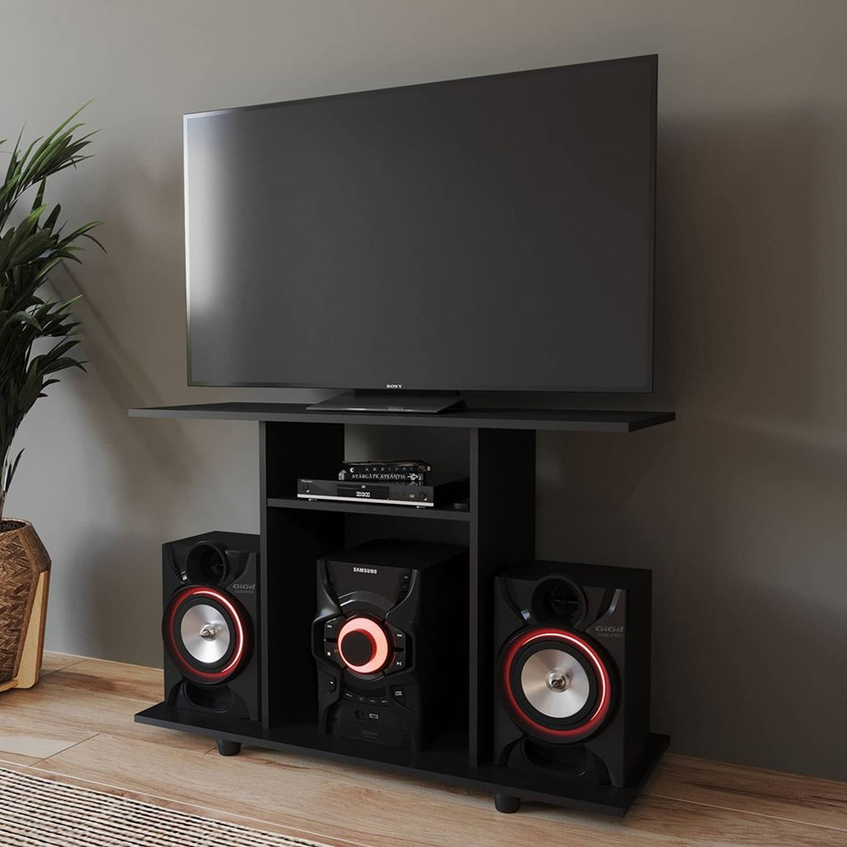 Mesa para TV Wengue 100x67cm Para TV Hasta 40 Pulgadas sin Cajones y con Patas - Muebles para TV | Bylmo