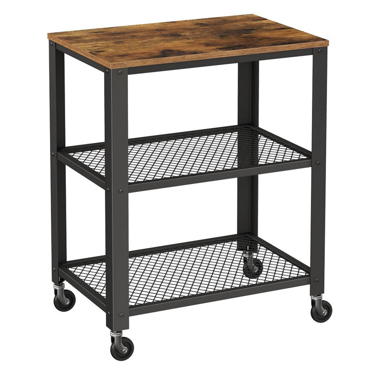 Mueble Auxiliar Pepper Café Rústico y Negro 60 cm con Rodachinas - Barras y Muebles Auxiliares | Bylmo