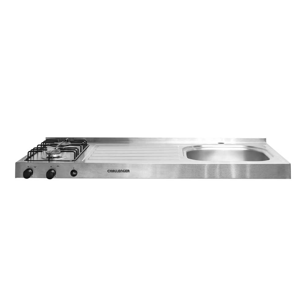Mesón de Cocina Acero 120x6.7cm Para Lado Derecho con Estufa y Pozuelo - Muebles Inferiores | Bylmo