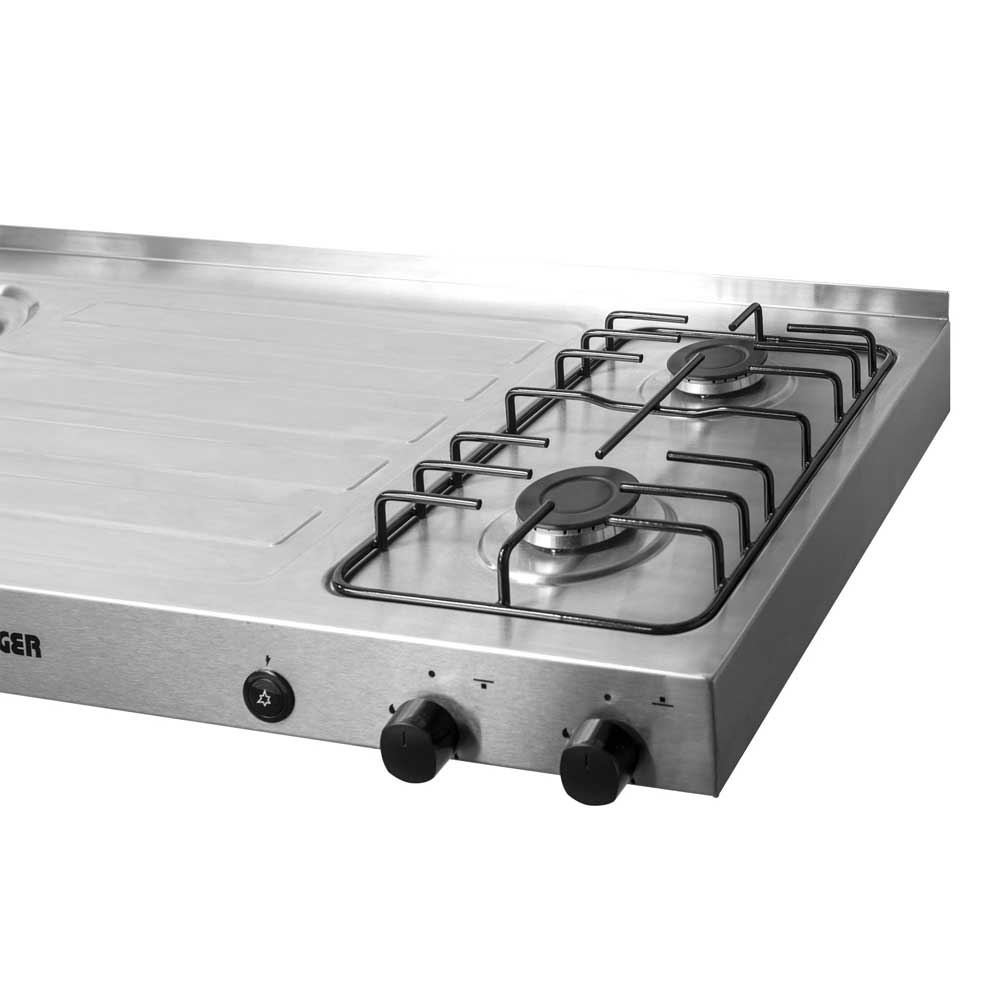 Mesón de Cocina Acero 120x6.7cm Para Lado Izquierdo con Pozuelo y Estufa - Muebles Inferiores | Bylmo