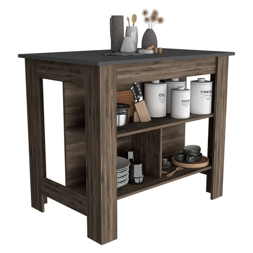 Mueble Auxiliar de Cocina Cala Bellota y Onix 100x100cm con Dos Entrepaños y con Tres Comportamientos - Alacenas y Muebles Microondas | Bylmo