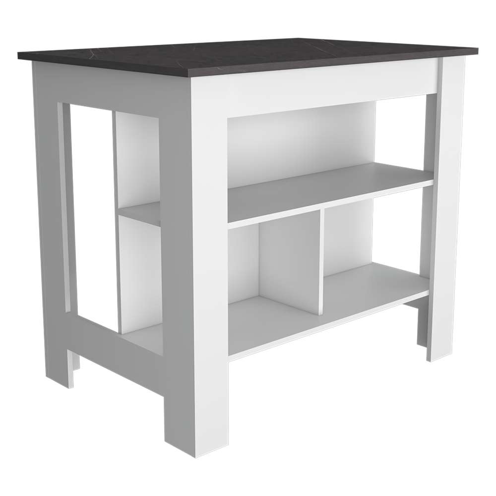 Mueble Auxiliar de Cocina Cala Blanco 100x100cm con Dos Entrepaños y Tres Compartimientos - Barras y Muebles Auxiliares | Bylmo