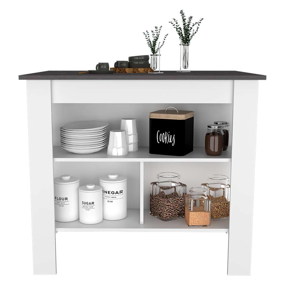 Mueble Auxiliar de Cocina Cala Blanco 100x100cm con Dos Entrepaños y Tres Compartimientos - Barras y Muebles Auxiliares | Bylmo