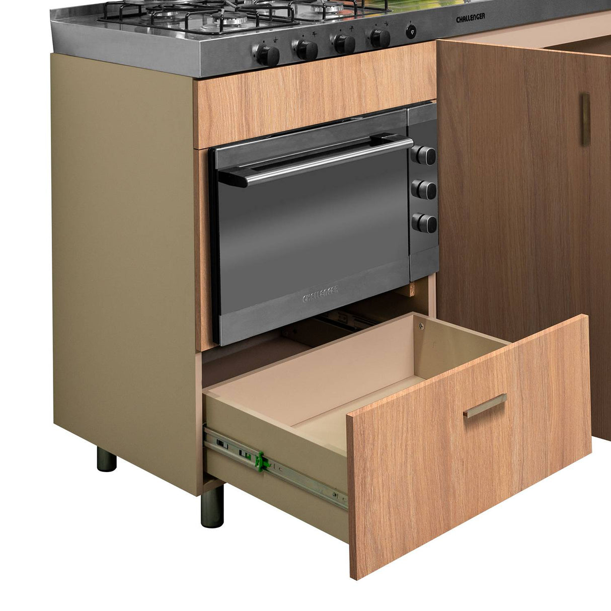 Mueble Inferior con Tres Puertas y Un Cajón Saur Amber 180 cm sin Mesón - Cocinas | Bylmo