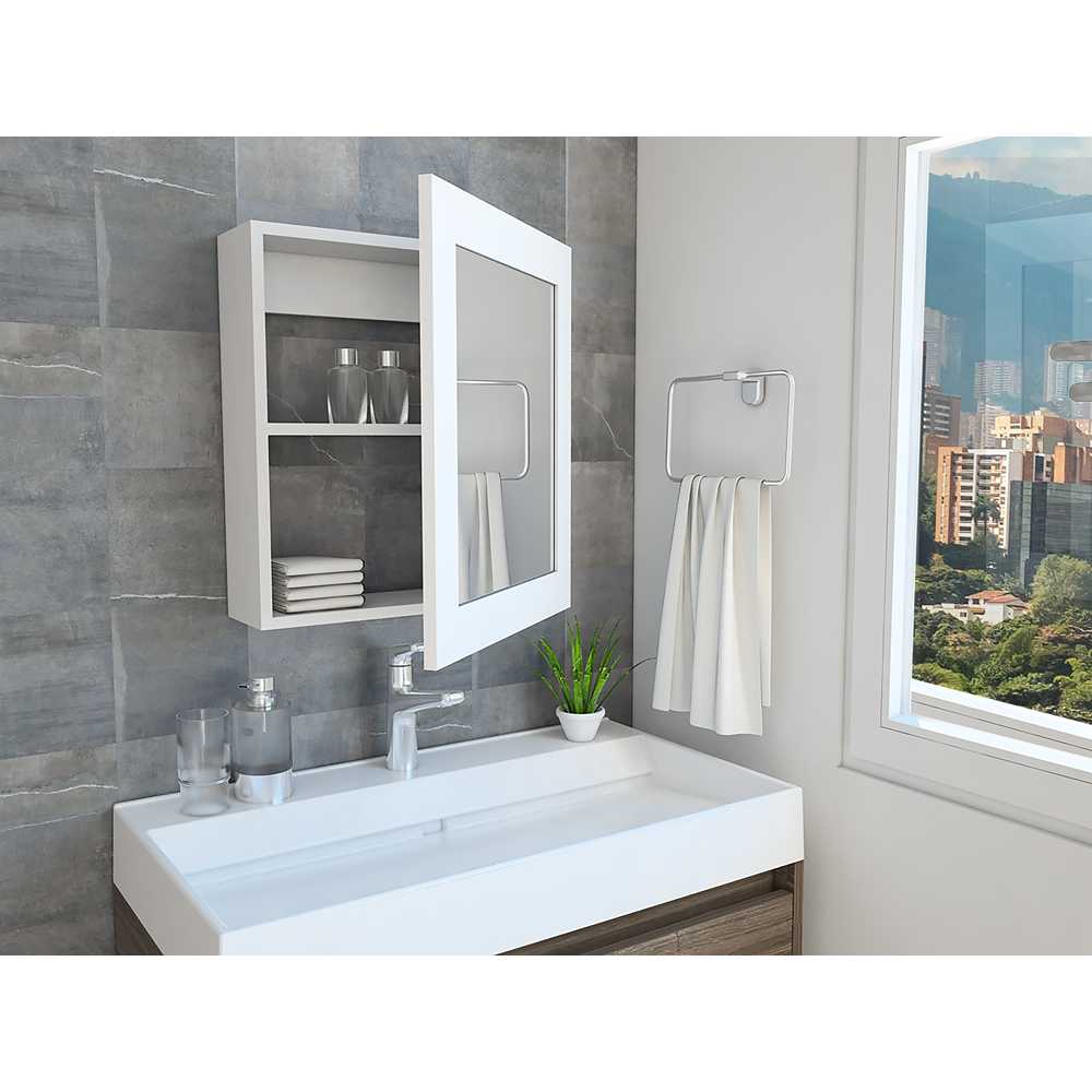 Gabinete de Baño Cuadrado Labelle Blanco 50x50cm con Espejo y con Una Puerta - Muebles para Baño | Bylmo
