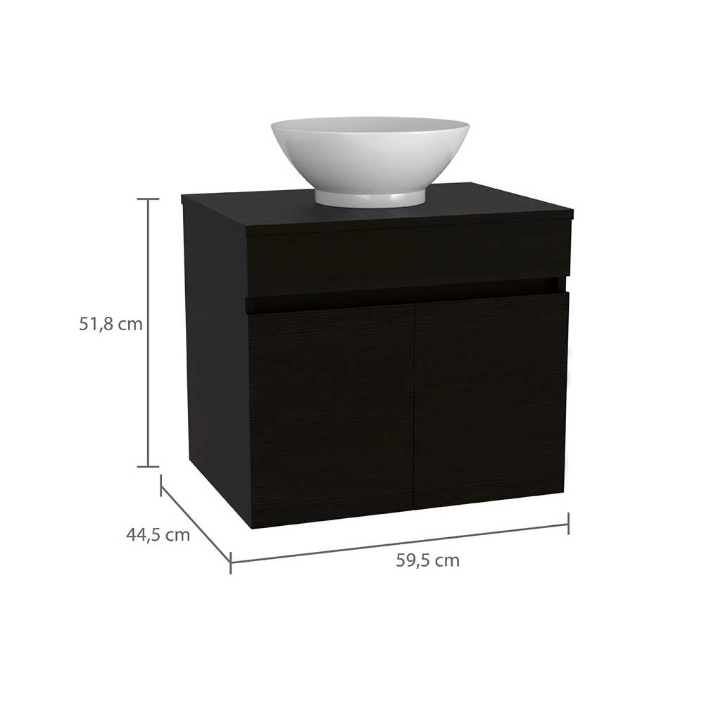 Mueble para Lavamanos Manchester Wengue 50x50cm Individual con Lavamanos y con con Una Puerta - Muebles para Baño | Bylmo