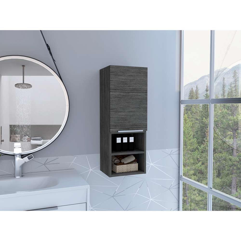 Gabinete de Baño Rectangular Mila Roble Gris 30x30cm sin Espejo y con Una Puerta - Muebles para Baño | Bylmo