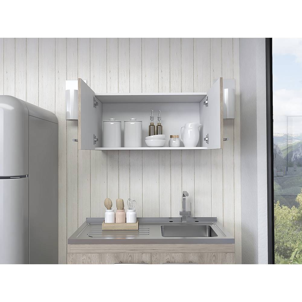 Mueble Auxiliar para Campana con Dos Puertas Manchester Ceniza y Blanco 76 cm - Muebles Organizadores | Bylmo