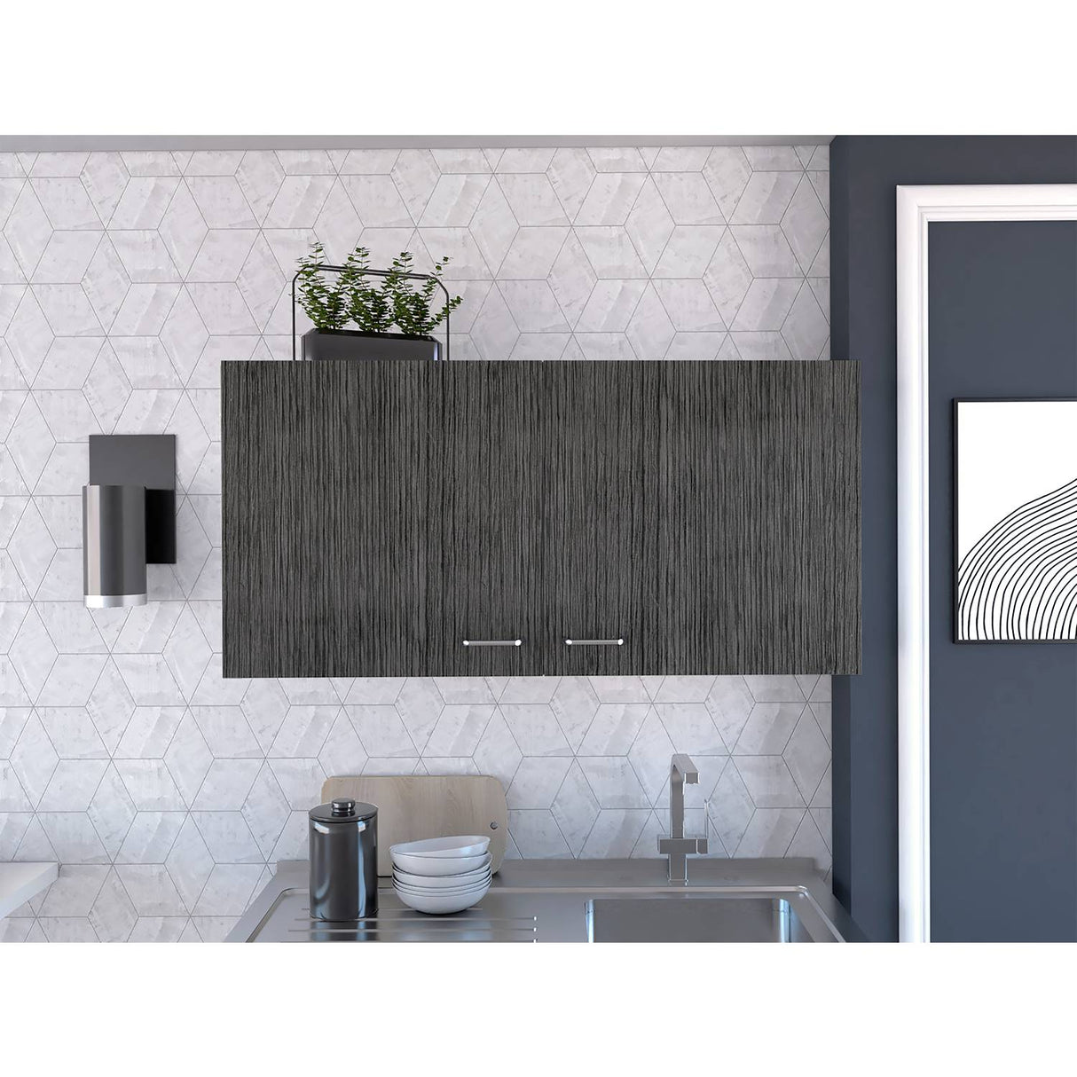 Mueble Superior de Cocina Napoles Roble gris 100x49cm sin Entrepaños y con Dos Puertas - Muebles Superiores | Bylmo