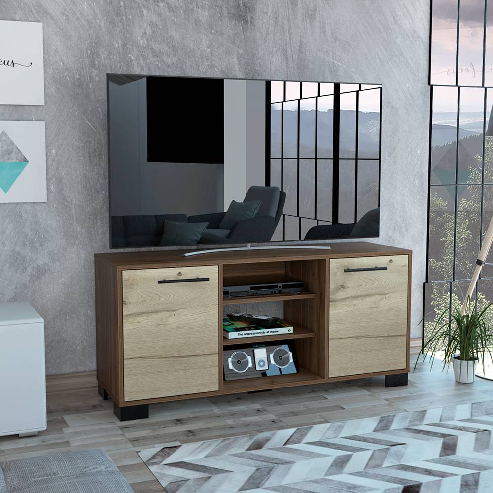 Rack de TV Marsella Gales 123.3x56.7cm Para TV Hasta 50 Pulgadas con Dos Cajones y con Patas - Muebles para TV | Bylmo