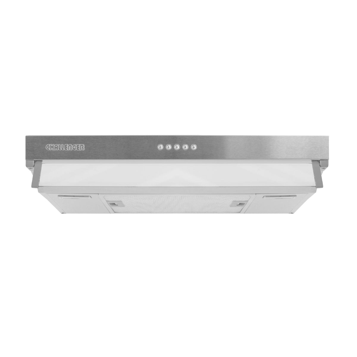 Campana Challenger Horizontal Plateado 59.5x13cm 110 Voltios de Tres Velocidades y con Filtro de Carbón - CAMPANAS Y EXTRACTORES | Bylmo