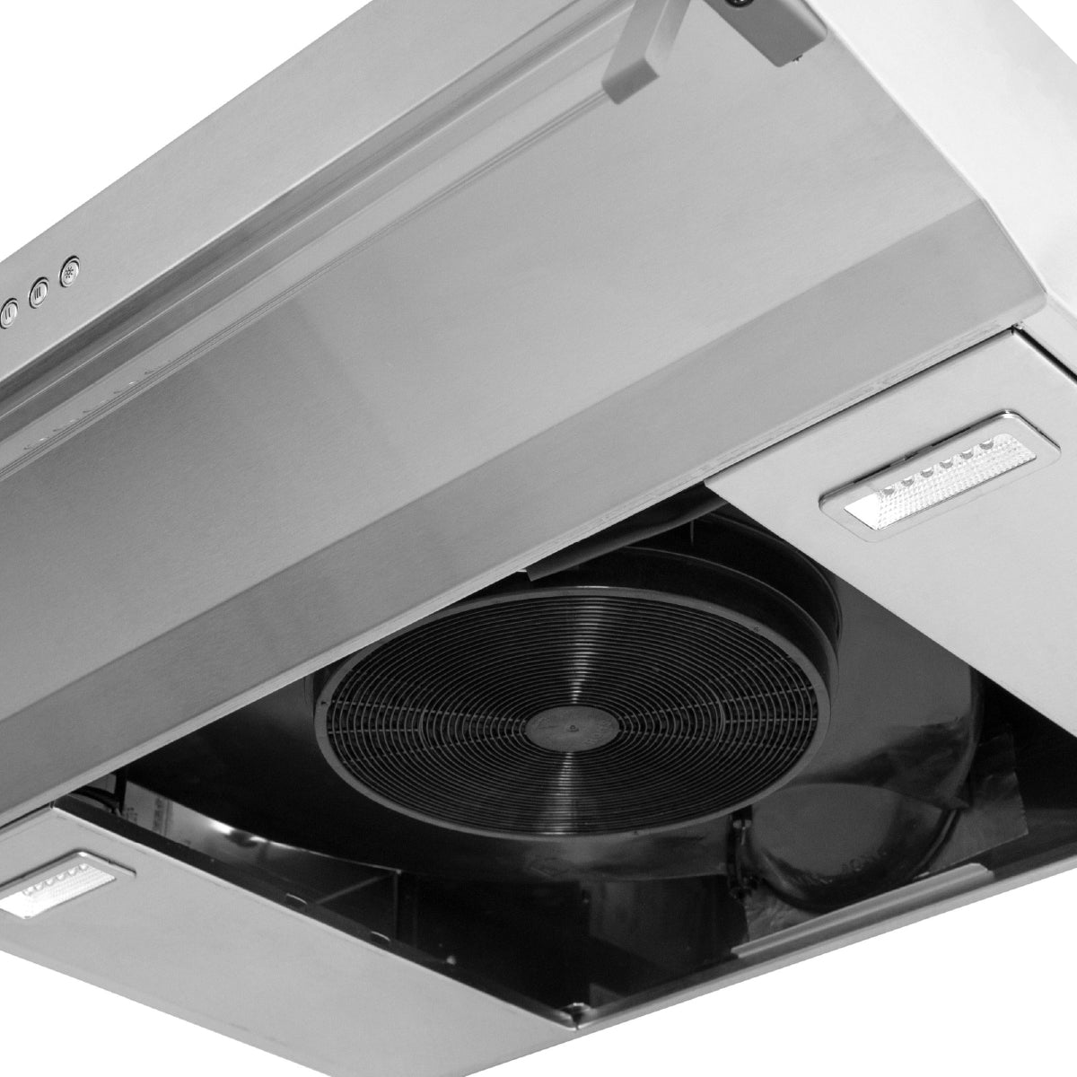 Campana Challenger Horizontal Plateado 59.5x13cm 110 Voltios de Tres Velocidades y con Filtro de Carbón - CAMPANAS Y EXTRACTORES | Bylmo