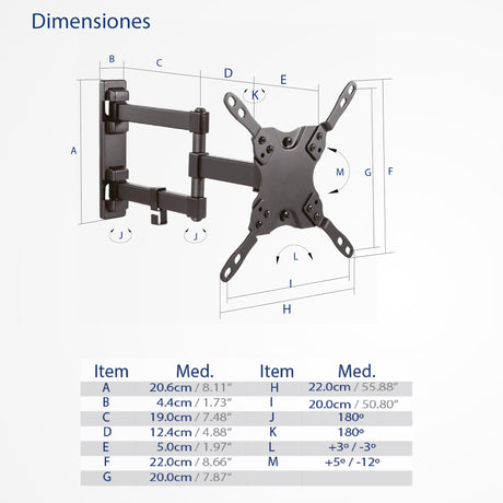 Soporte de TV Ajustable Instvflex Negro 22x22cm para Pantallas hasta 42" Pulgadas - SOPORTES PARA TV | Bylmo