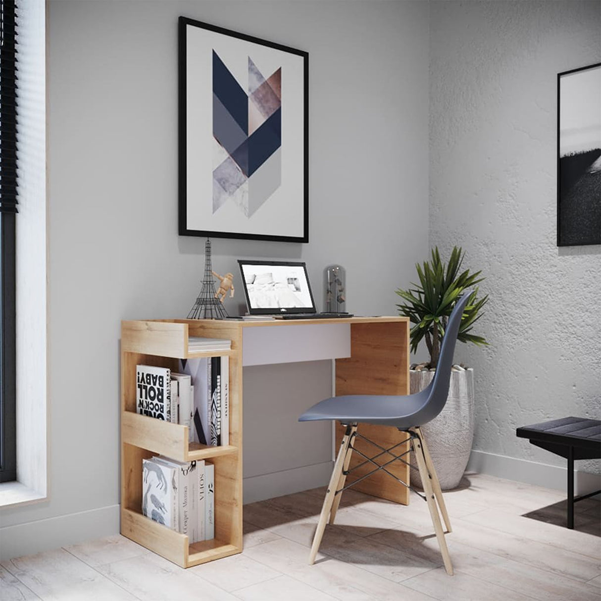 Escritorio Shelf Duna 100x73cm sin Cajones y con Organizador de Libros - Escritorios y Archivadores | Bylmo