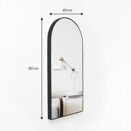 Espejo de Pared Ibiza Negro 40x80cm Arco Superior con Marco Metalico - ESPEJOS DE PARED | Bylmo