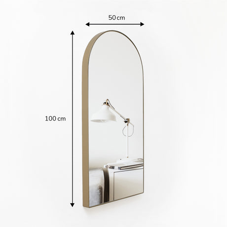 Espejo de Pared Ibiza Dorado 50x100cm Arco Superior con Marco Metalico - ESPEJOS DE PARED | Bylmo