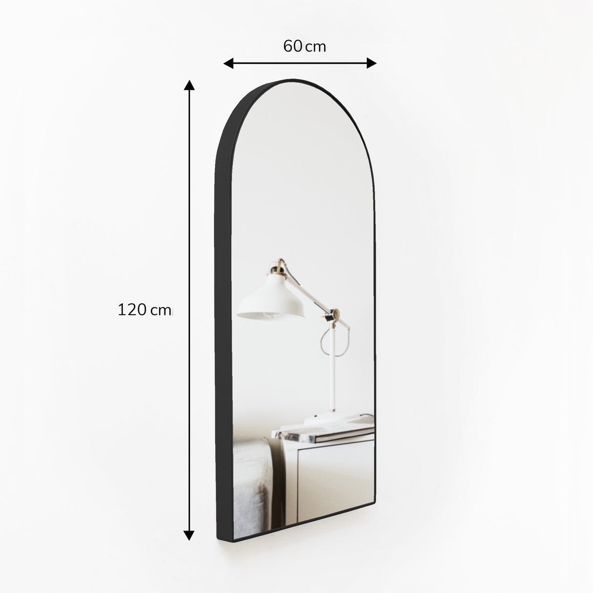 Espejo de Pared Ibiza Negro 60x120cm Arco Superior con Marco Metalico - ESPEJOS DE PARED | Bylmo