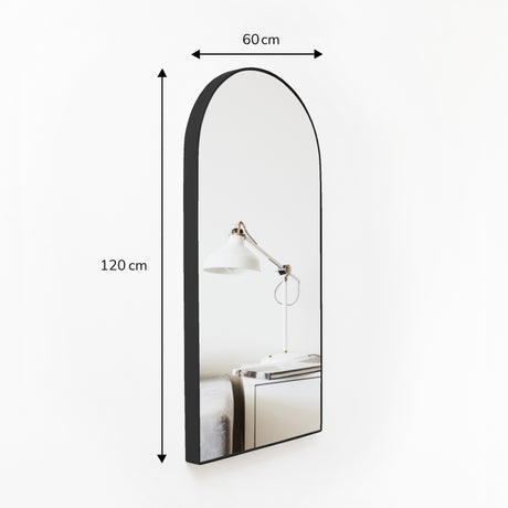 Espejo de Pared Ibiza Negro 60x120cm Arco Superior con Marco Metalico - ESPEJOS DE PARED | Bylmo