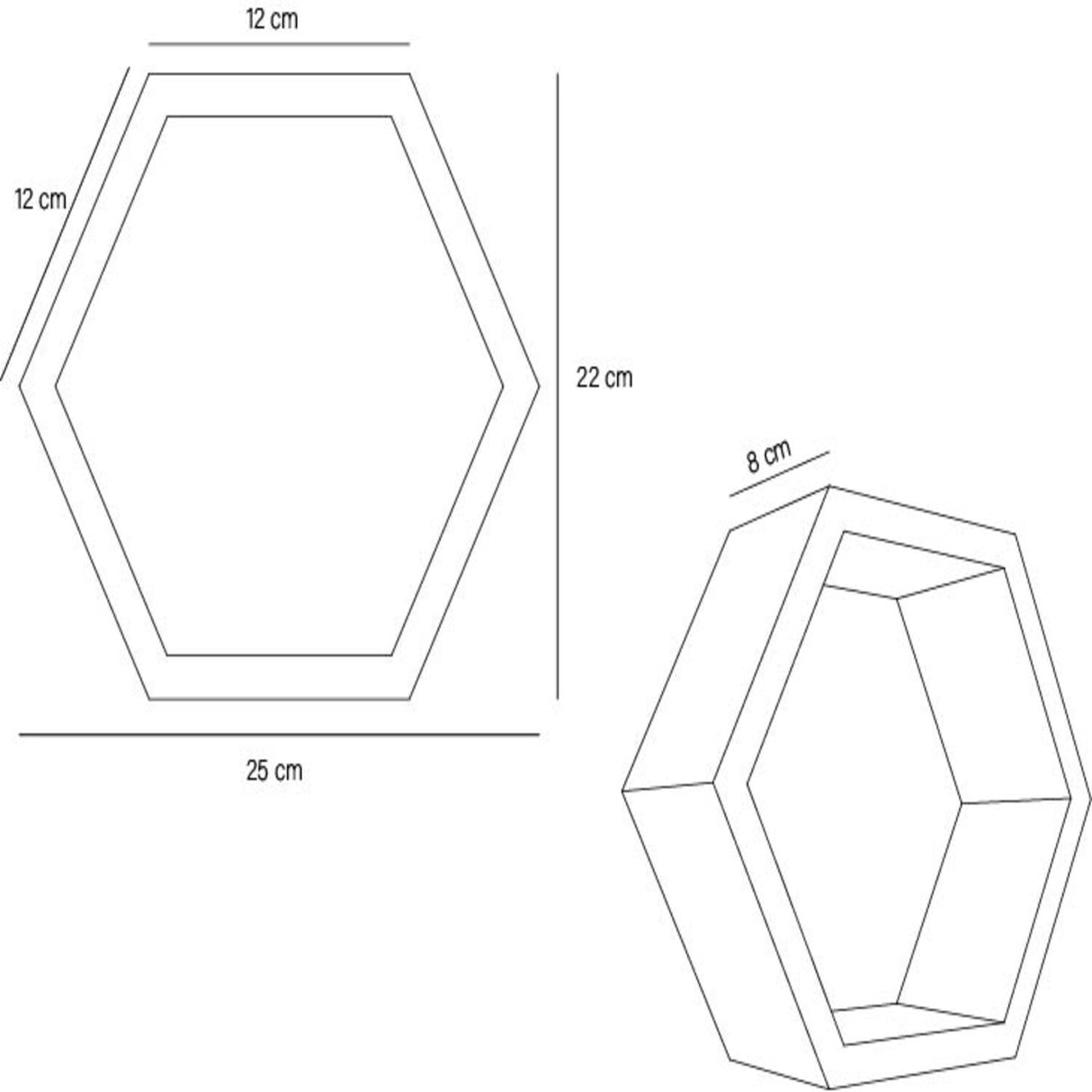 Set de 3 Repisas Hades Beige Claro 25x8cm Hexagonal con Tres Entrepaños - REPISAS | Bylmo