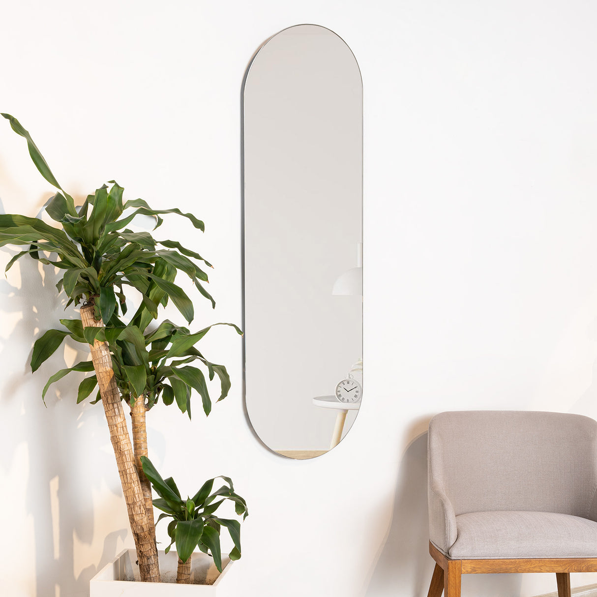 Espejo de Baño Lucerna Plateado 40x120cm Ovalado con Biselado - Espejos Decorativos | Bylmo