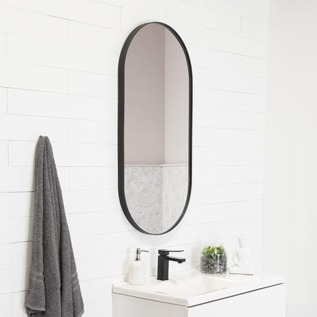 Espejo de Pared Lukman Negra 50x100cm Ovalado con Marco Metalico - Espejos Decorativos | Bylmo