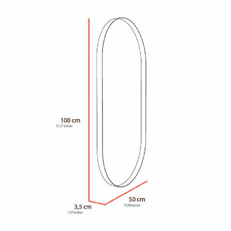 Espejo de Pared Lukman Negra 50x100cm Ovalado con Marco Metalico - Espejos Decorativos | Bylmo