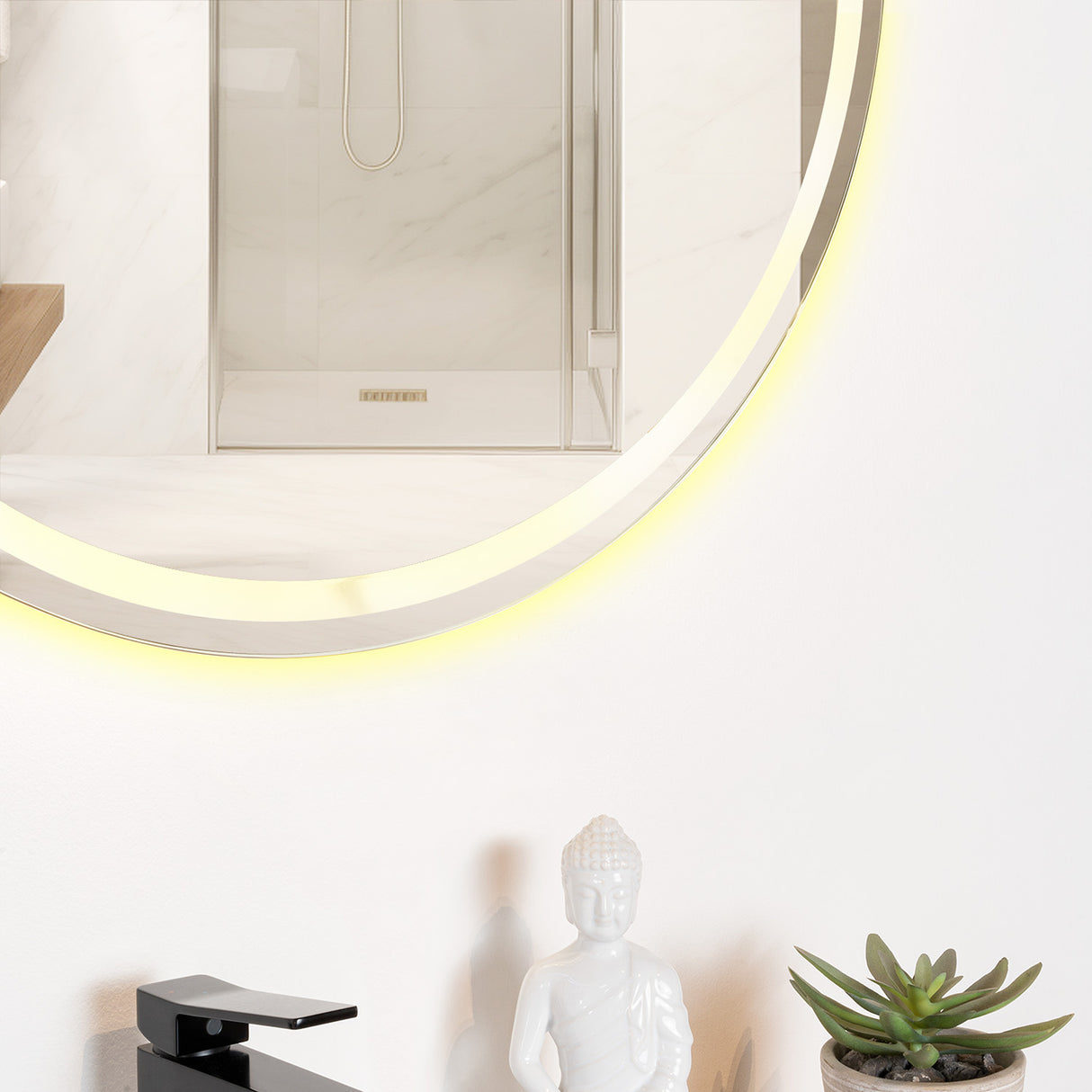 Espejo de Baño Led Malibu Plateado 80x80cm Redondo con Sandblasting - Espejos de Baño | Bylmo