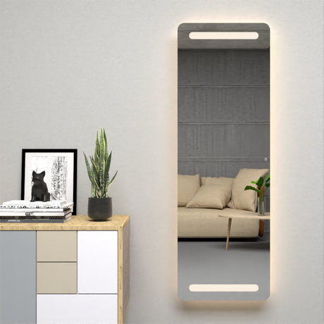 Espejo de Baño Melilla Gris 40x130cm Rectangular con Sandblasting y con Iluminación Led - ESPEJOS DE BANHO | Bylmo