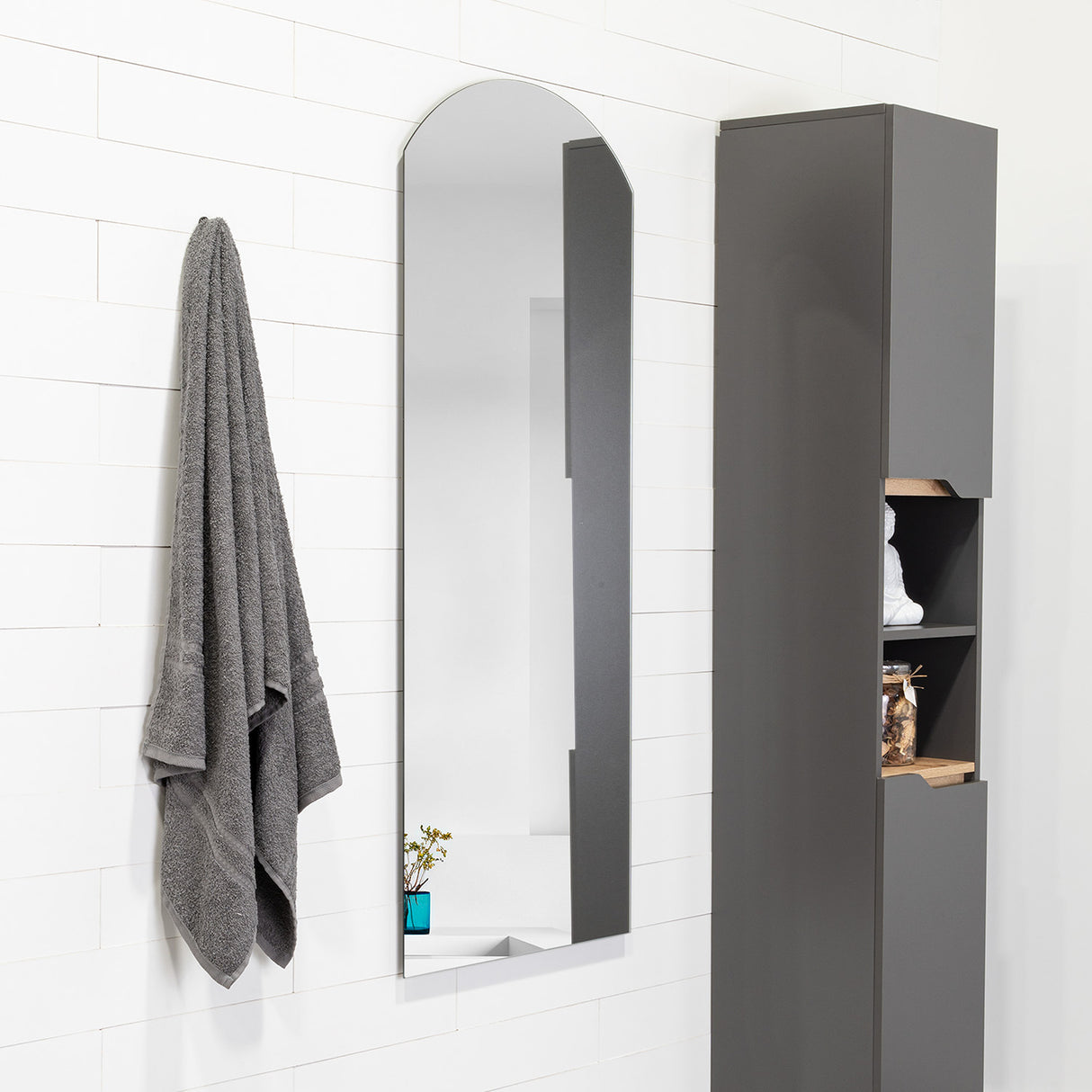 Espejo de Pared Oporto Plateado 50x130cm Arco Superior sin Marco - Espejos Decorativos | Bylmo