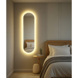 Espejo de Baño Oviedo Plateado 40x130cm Ovalado y con Iluminiación Led - Espejos Decorativos | Bylmo