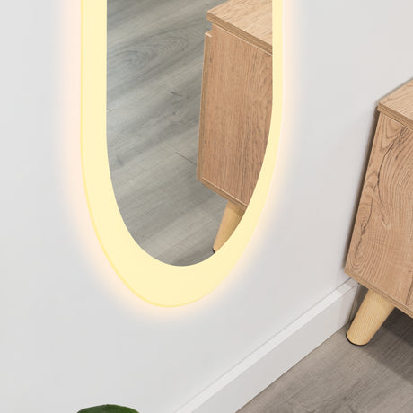 Espejo de Baño Oviedo Plateado 40x130cm Ovalado y con Iluminiación Led - Espejos Decorativos | Bylmo