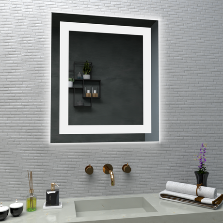 Espejo de Baño Torino Gris 65x75cm Rectangular con Sandblasting y con Iluminación Led - ESPEJOS DE BANHO | Bylmo