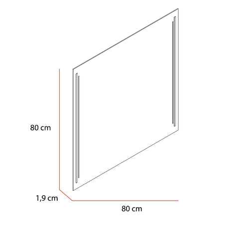 Espejo de Baño Toronto Gris 80x80cm Rectangular con Sandblasting - ESPEJOS DE BANHO | Bylmo