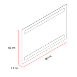 Espejo de Baño Udine Gris 90x60cm Rectangular con Sandblasting y con Iluminación Led - ESPEJOS DE BANHO | Bylmo