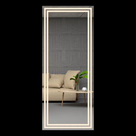 Espejo de Baño Valencia Gris 50x130cm Rectangular con Sandblasting y con Iluminación Led - ESPEJOS DE BANHO | Bylmo