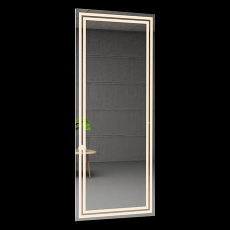 Espejo de Baño Valencia Gris 50x130cm Rectangular con Sandblasting y con Iluminación Led - ESPEJOS DE BANHO | Bylmo
